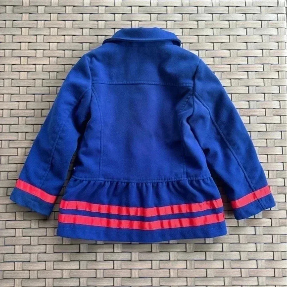 Nautica‎ Double Breasted Peacoat Full Zip Little Girls’ Size 4 Blue/Red Striped - Picture 2 of 9